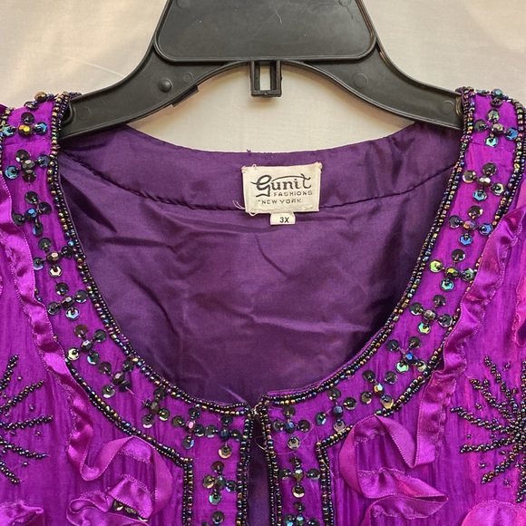 GUNIT (not vintage!) 100% silk purple with full sequins evening jacket - Picture 3 of 6